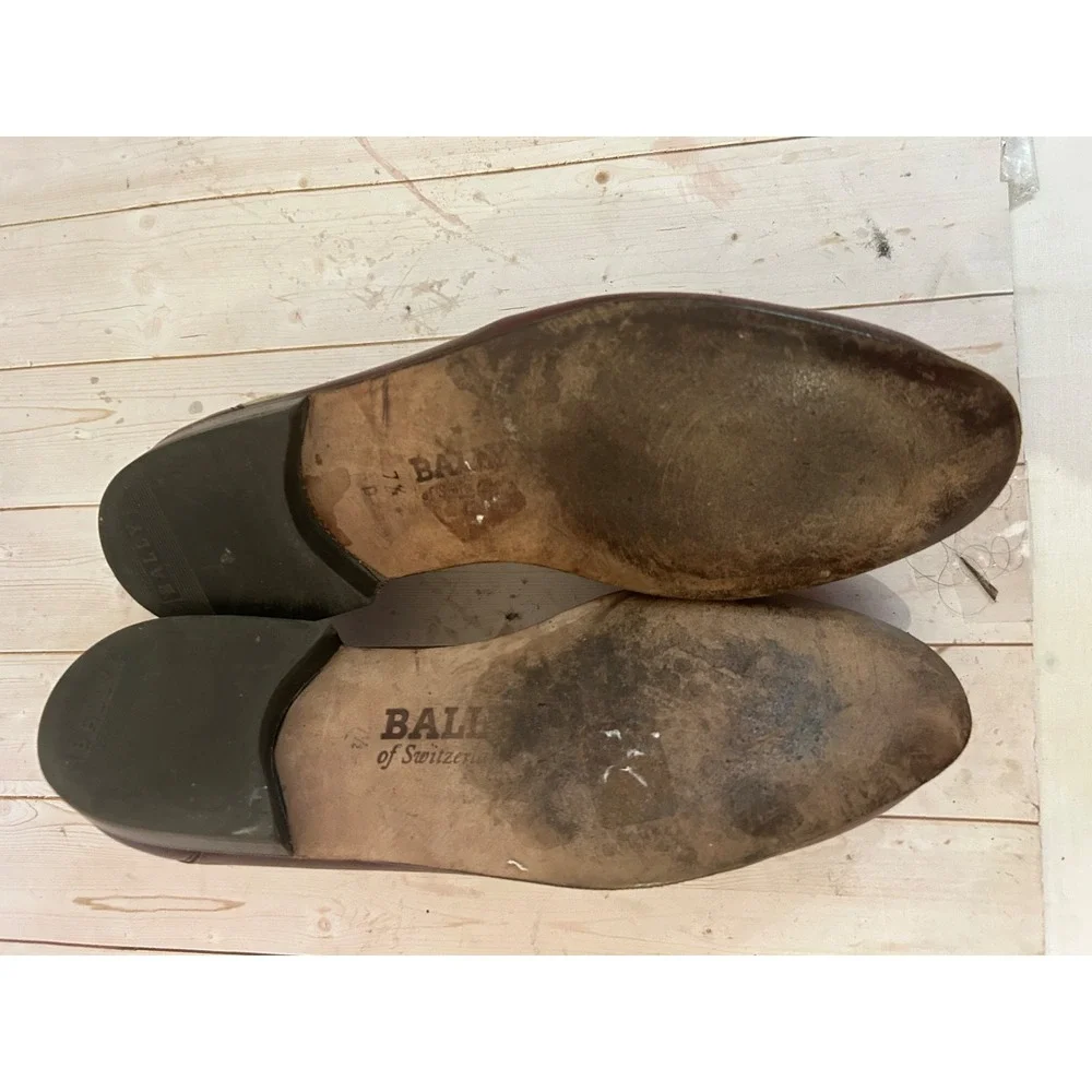 Vintage Bally Hardy  Burgundy Leather Tassle Loafers Dress Shoes Men's Sz 7.5D